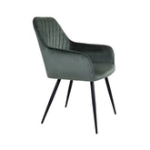 Scaun dining verde/negru din catifea poliester si otel Harbo House Nordic